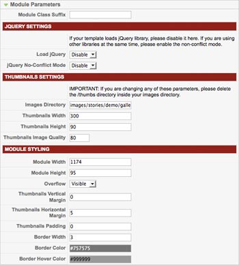 joomla lightbox parameters